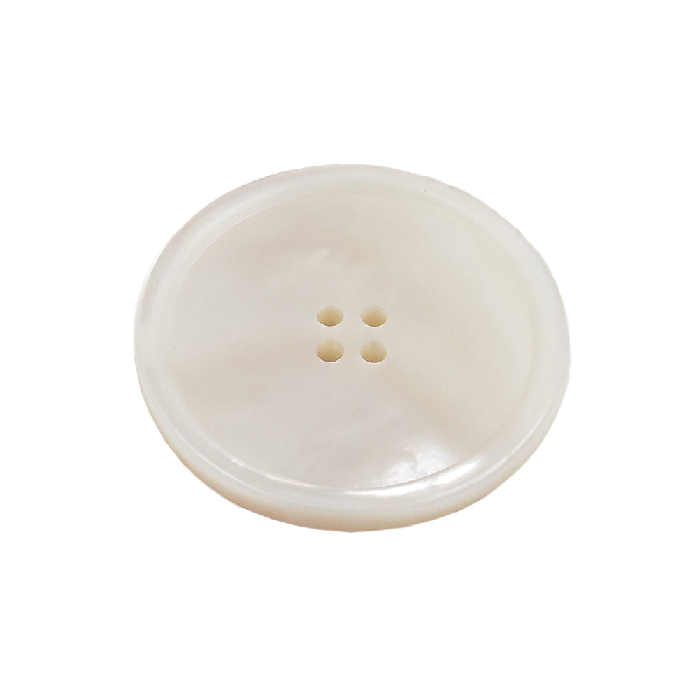 Iridescent White 4 Hole Narrow Rim Shell Button - 40L/25.5mm Folded