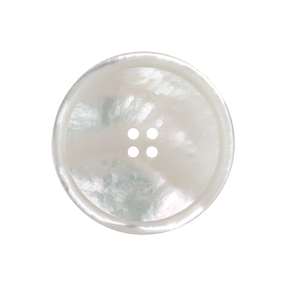 Iridescent White 4 Hole Narrow Rim Shell Button - 40L/25.5mm