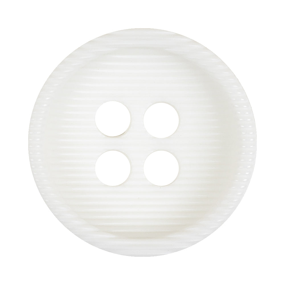 White Bowl Shaped Ribbed Plastic 4 Hole Button - 54L/34mm