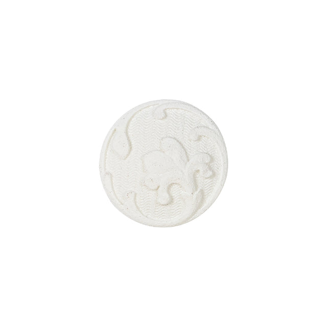 White Floral Embossed Shank Back Plastic Button - 24L/15mm
