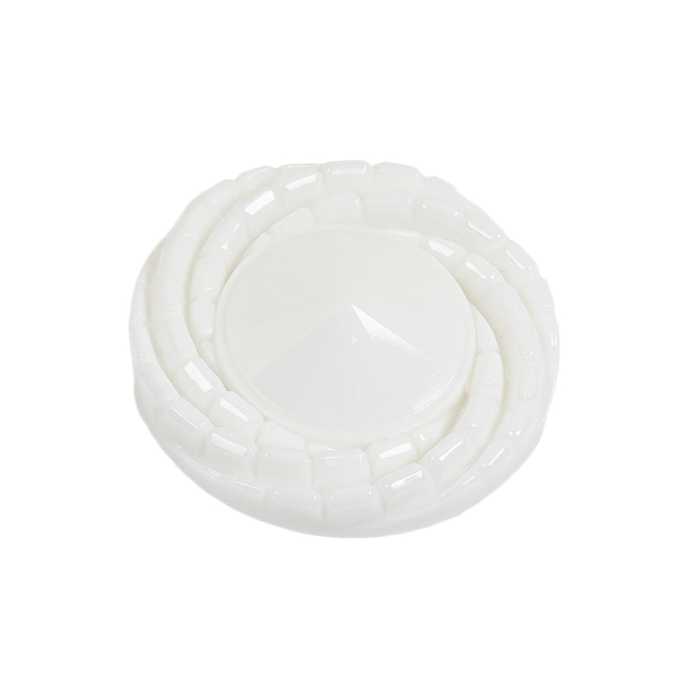 White Twisted Rim Conical Shank Back Plastic Button - 40L/25.5mm Folded