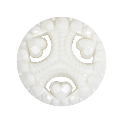 Italian White Studs and Hearts Open Framework Shank Back Button - 44L/28mm