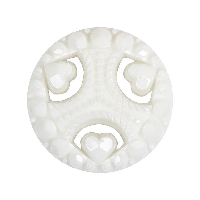 Italian White Studs and Hearts Open Framework Shank Back Button - 44L/28mm