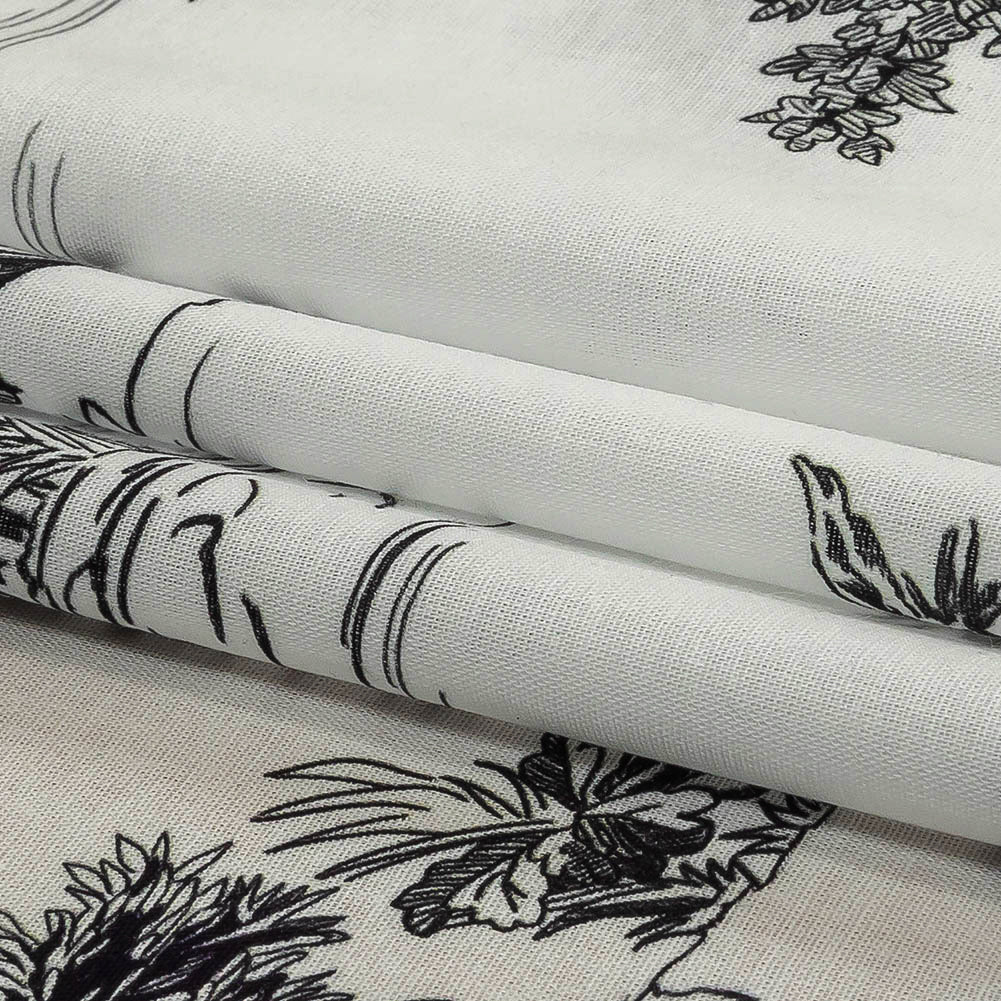 Cotton Voile - Black and White Classic Toile de Jouy