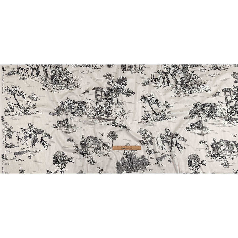 Cotton Voile - Black and White Classic Toile de Jouy
