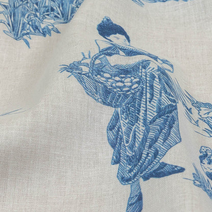 Cotton Voile - Cobalt and White Class Toile de Jouy