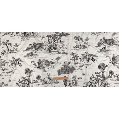 Black and White Classic Toile de Jouy Viscose Batiste Full