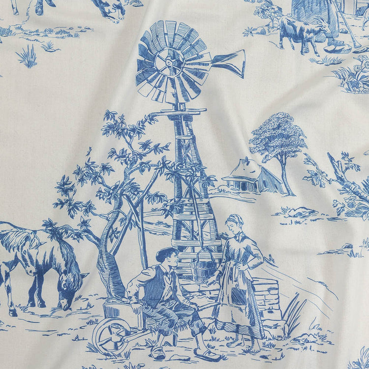 template--26688905969737__main-Cobalt and White Classic Toile de Jouy Viscose Batiste