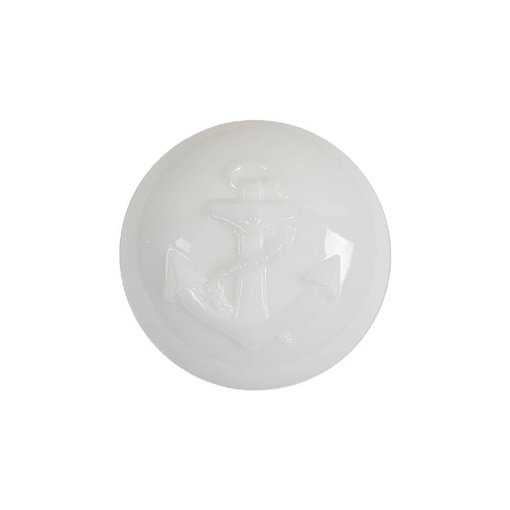 Italian White Anchor Embossed Shank Back Button - 36L/23mm