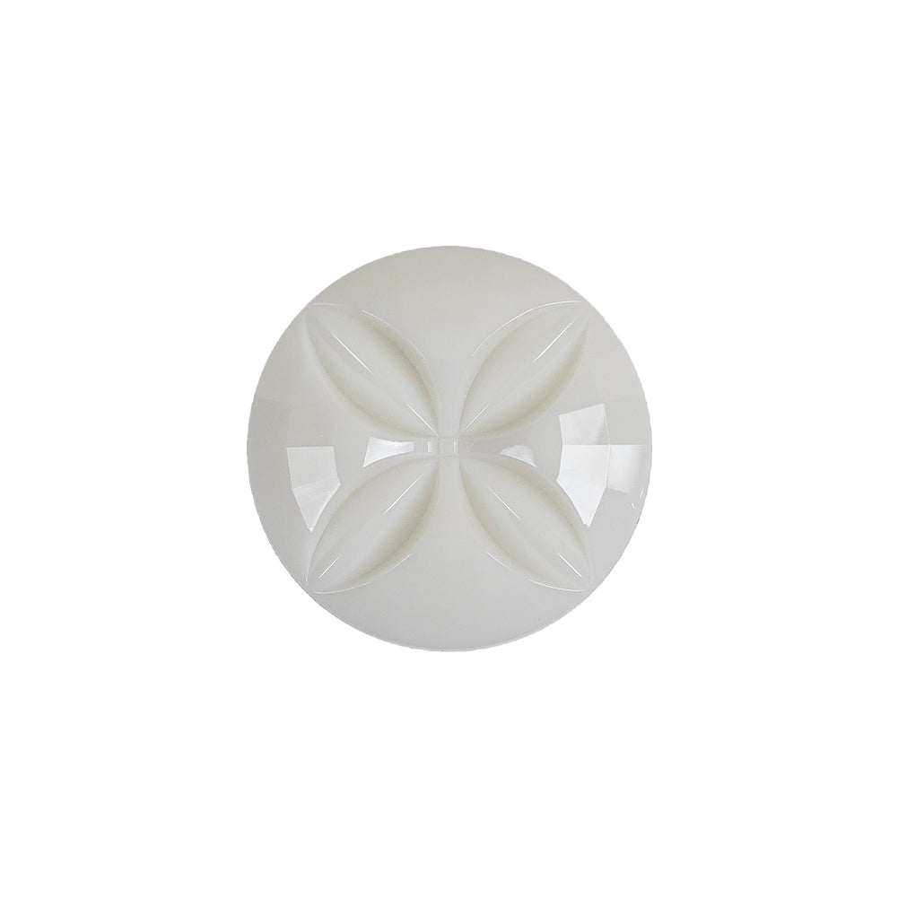 Italian White Floral Etched Shank Back Button - 30L/19mm