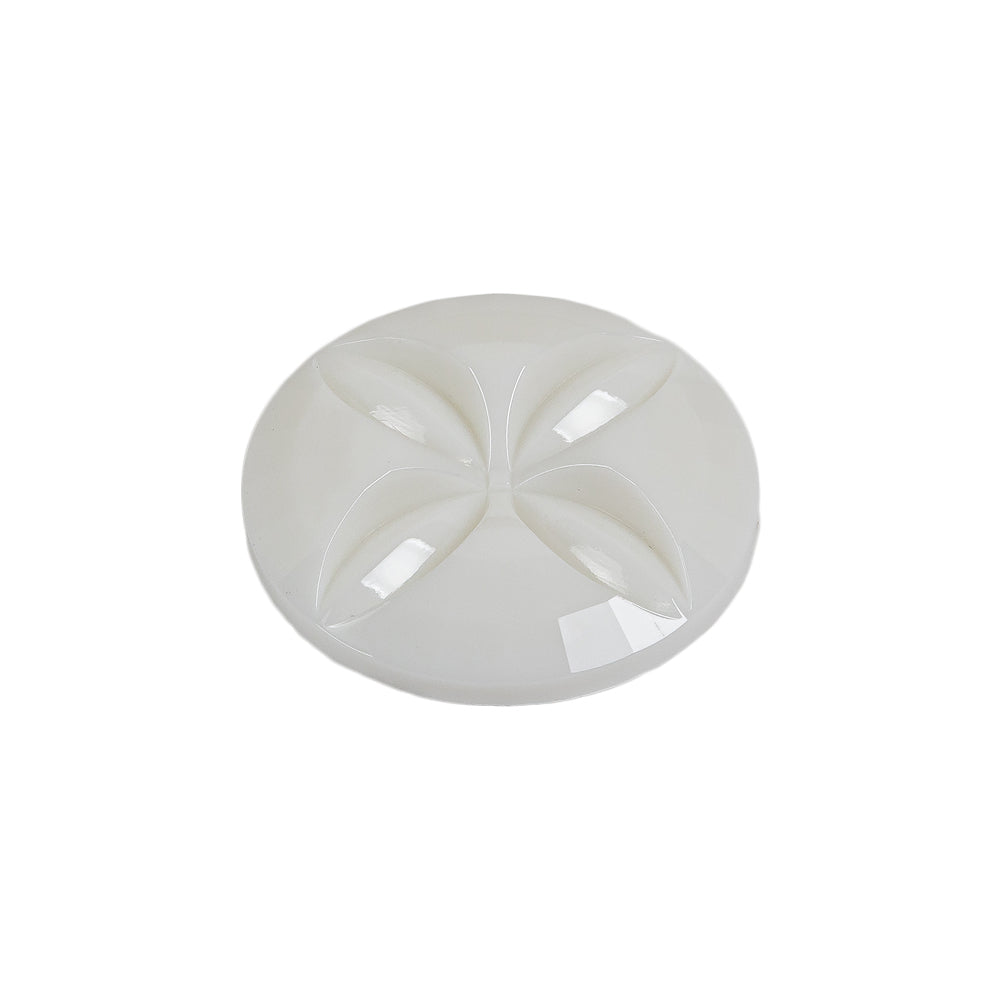 Italian White Floral Etched Shank Back Button - 36L/23mm Folded