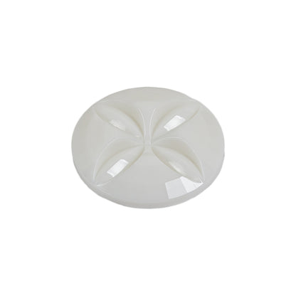 Italian White Floral Etched Shank Back Button - 36L/23mm Folded