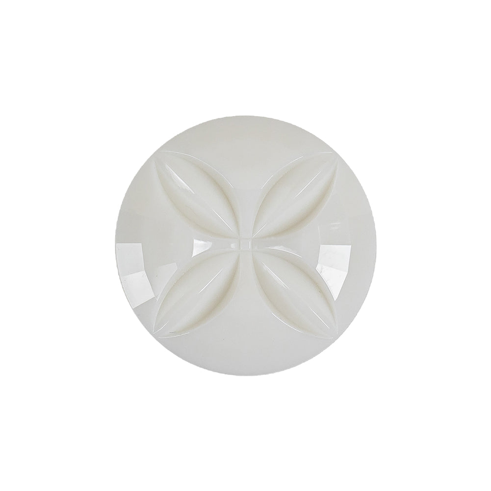 Italian White Floral Etched Shank Back Button - 36L/23mm