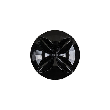Italian Black Floral Etched Shank Back Button - 30L/19mm
