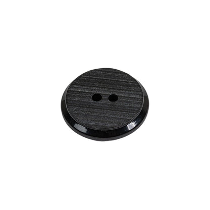 Black Ribbed 2-Hole Plastic Button - 28L/18mm Folded