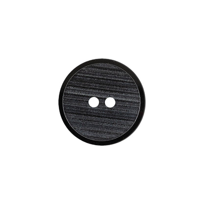 Black Ribbed 2-Hole Plastic Button - 28L/18mm