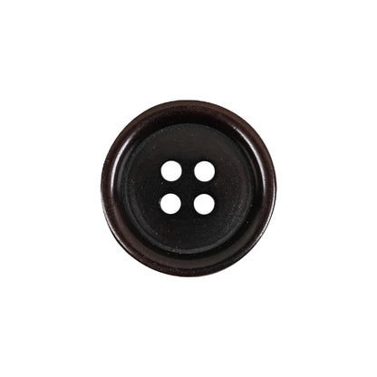 Dark Brown Rolled Rim 4-Hole Plastic Button - 32L/20mm