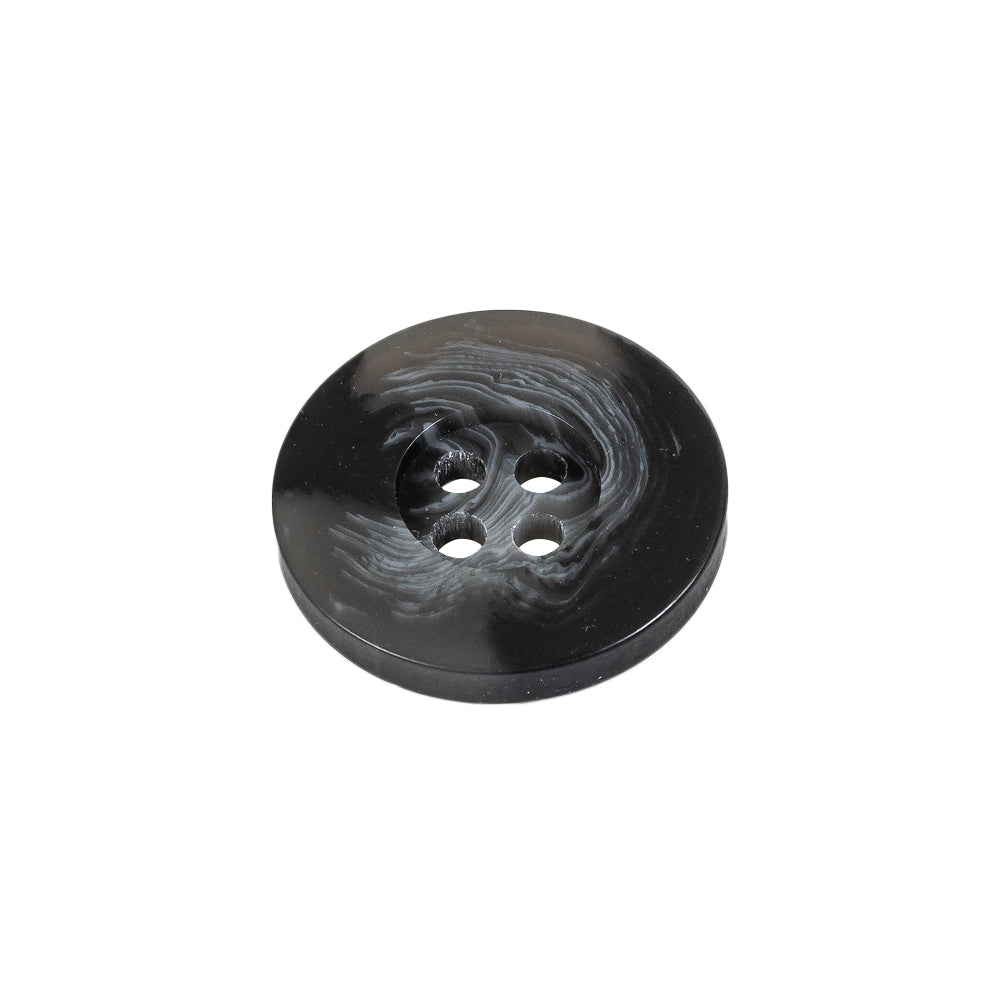 Black and Gray Swirled Wide Rim 4-Hole Plastic Button - 32L/20mm Folded