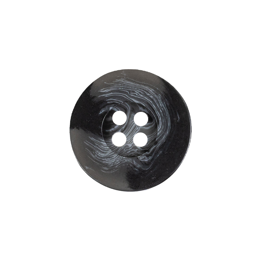 Black and Gray Swirled Wide Rim 4-Hole Plastic Button - 32L/20mm