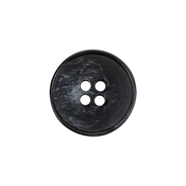 Black and Gray Swirled Low Convex Narrow Rim 4-Hole Plastic Button - 32L/20mm