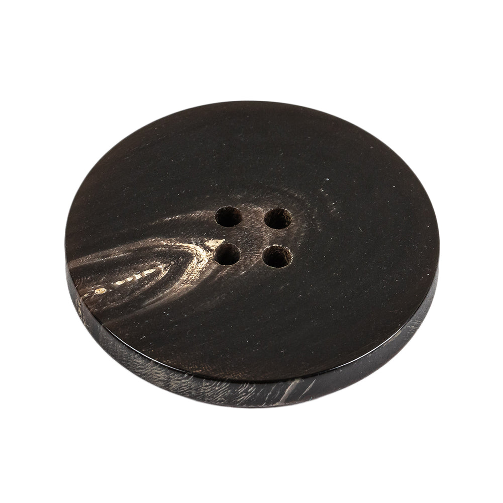 Black and Beige Woodgrain Swirls 4-Hole Plastic Button - 48L/30.5mm Folded