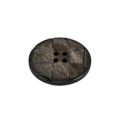 Black and Brown Mosaic Etched Low Convex 4-Hole Plastic Button - 36L/23mm Folded