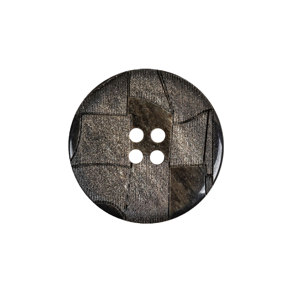 Black and Brown Mosaic Etched Low Convex 4-Hole Plastic Button - 36L/23mm