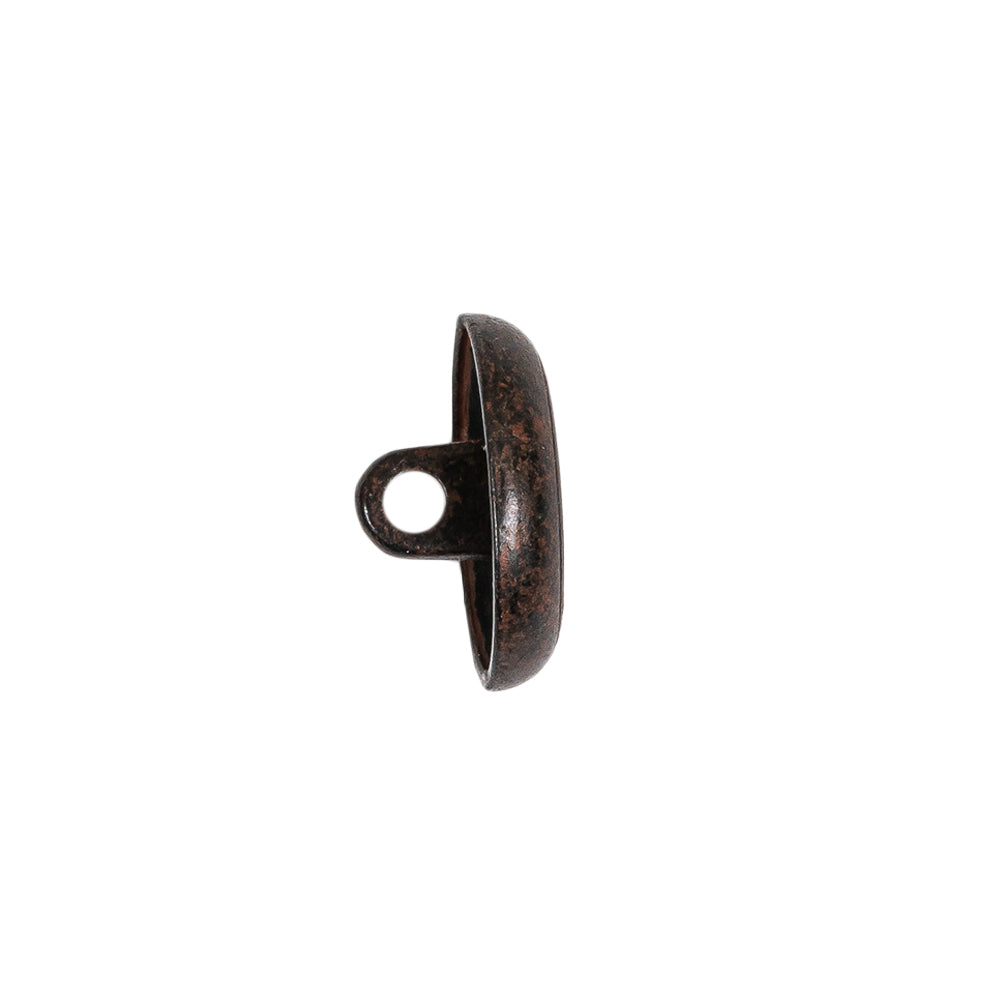 Italian Rusted Iron Shank Back Metal Button - 24L/15mm Folded