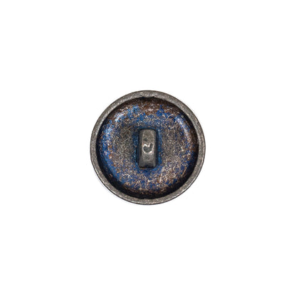 Italian Blue Silver Shank Back Metal Button - 24L/15mm Detail