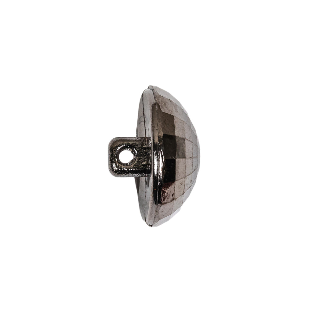 Italian Gunmetal Half Disco Ball Shank Back Plastic Button - 32L/20mm Folded