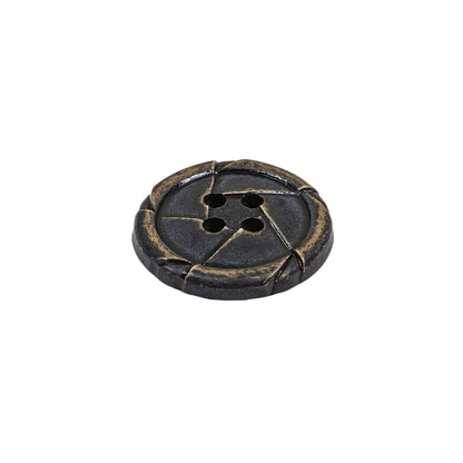 Antique Black Knotted Leather-Look 4-Hole Plastic Button - 32L/20mm Folded