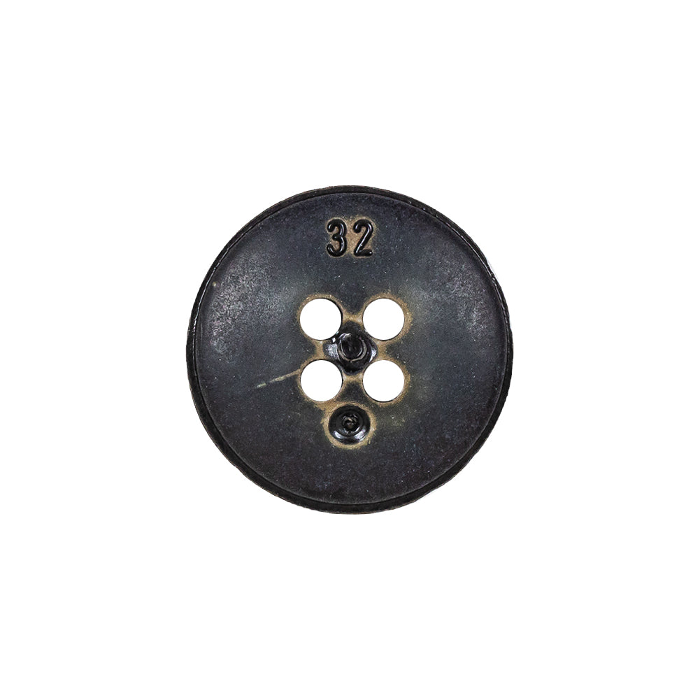 Antique Black Knotted Leather-Look 4-Hole Plastic Button - 32L/20mm Detail