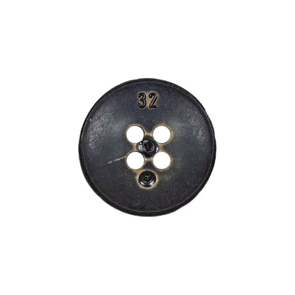 Antique Black Knotted Leather-Look 4-Hole Plastic Button - 32L/20mm Detail