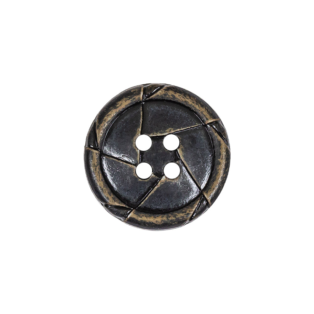 Antique Black Knotted Leather-Look 4-Hole Plastic Button - 32L/20mm