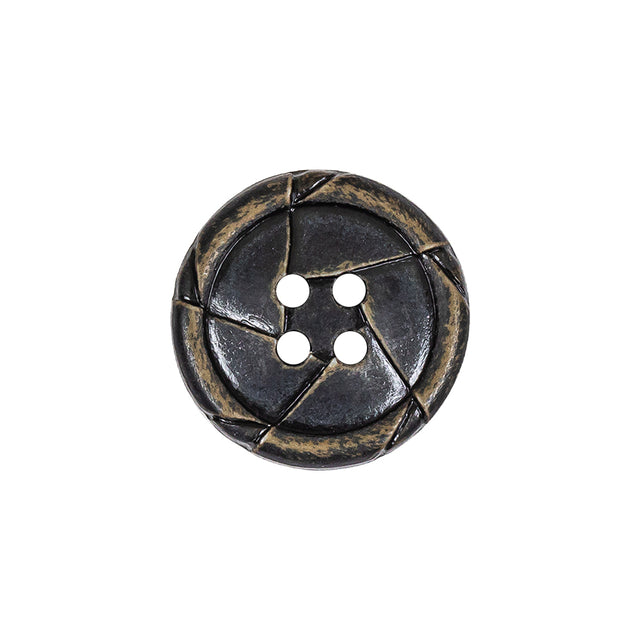 Antique Black Knotted Leather-Look 4-Hole Plastic Button - 32L/20mm