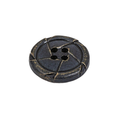 Antique Black Knotted Leather-Look 4-Hole Plastic Button - 36L/23mm Folded