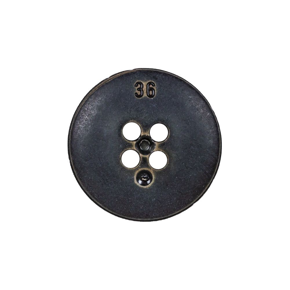 Antique Black Knotted Leather-Look 4-Hole Plastic Button - 36L/23mm Detail
