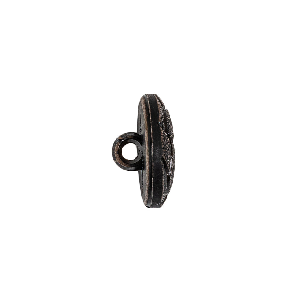 Italian Weathered Black Knotted Leather-Look Shank Back Plastic Button - 24L/15mm Folded