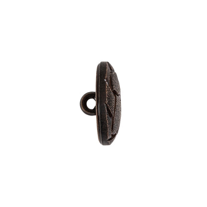 Italian Dark Brown Knotted Leather-Look Shank Back Plastic Button - 28L/18mm Folded