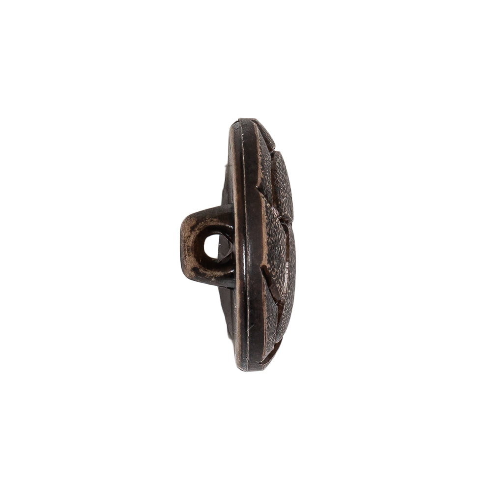 Italian Dark Brown Knotted Leather-Look Shank Back Plastic Button - 36L/23mm Folded