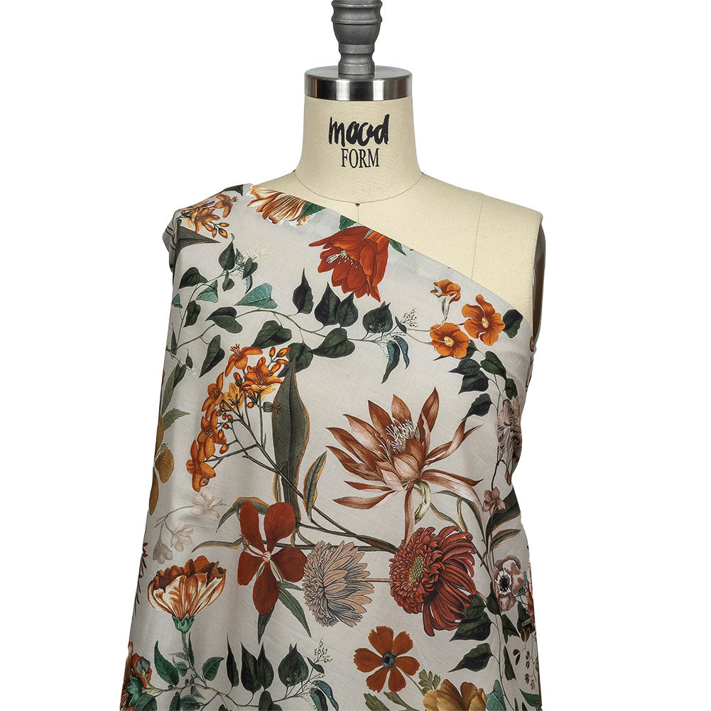 Cotton Voile - Pumice Stone Floral - Garden of Earthly Delights Print - Mood Exclusive Harvest Collection Drape