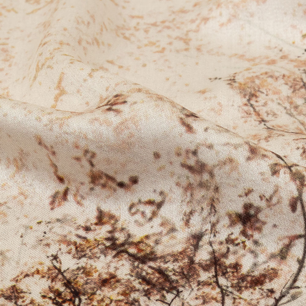 Rayon Challis - Brown Tree Branches - Celestial Canopy Print - Mood Exclusive Serengeti Collection Folded