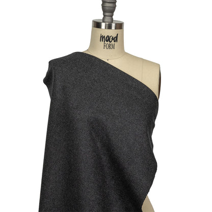 Obsidian and Gull Basketweave Blended Cashmere Coating Drape