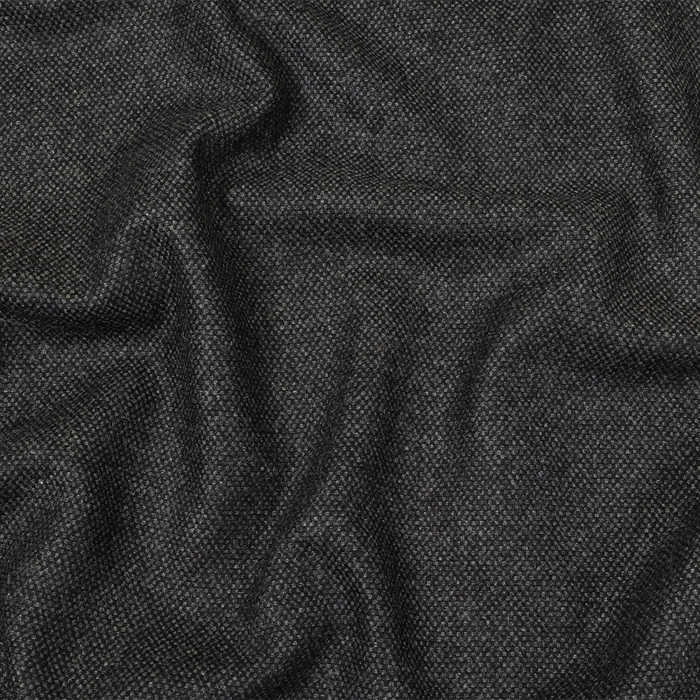 Obsidian and Gull Basketweave Blended Cashmere Coating