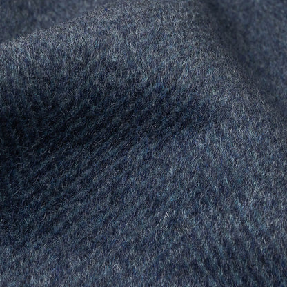 Heathered Blue Herringbone Brushed Double Cloth Cashmere Coating Detail