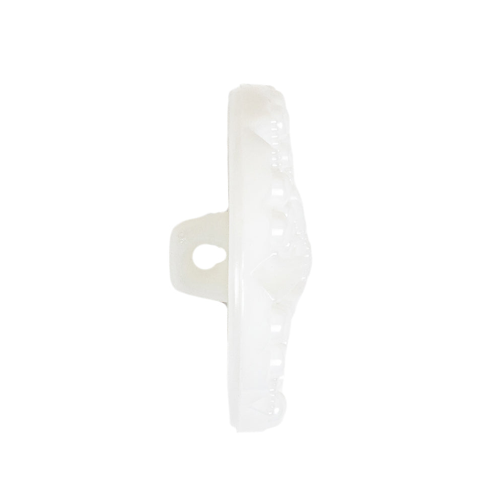 White Bevel Cut Shank Back Plastic Button - 44L/28mm Folded