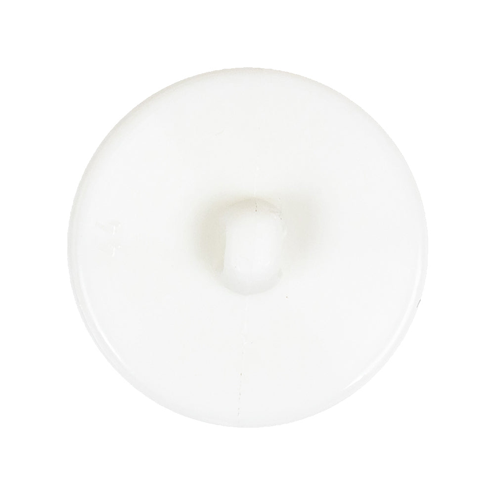 White Bevel Cut Shank Back Plastic Button - 44L/28mm Detail