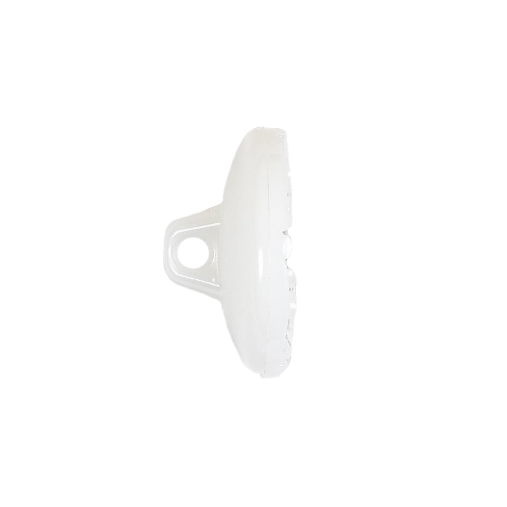Italian White Concave Floral Molded Shank Back Plastic Button - 33L/21mm Folded