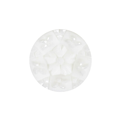 Italian White Concave Floral Molded Shank Back Plastic Button - 33L/21mm