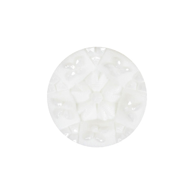 Italian White Concave Floral Molded Shank Back Plastic Button - 33L/21mm